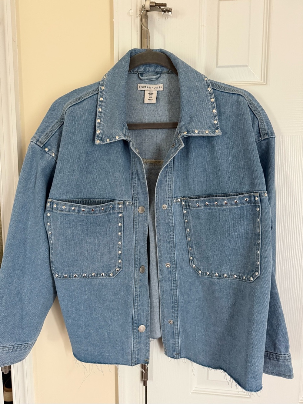 Light Blue Studded Denim Jacket